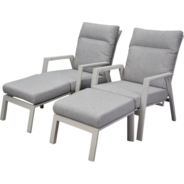 AVH-Collectie Barolo lounge balkonset 4 delig verstelbaar latte zand aluminium Taupe, Off white, Zand / Latte / Linen