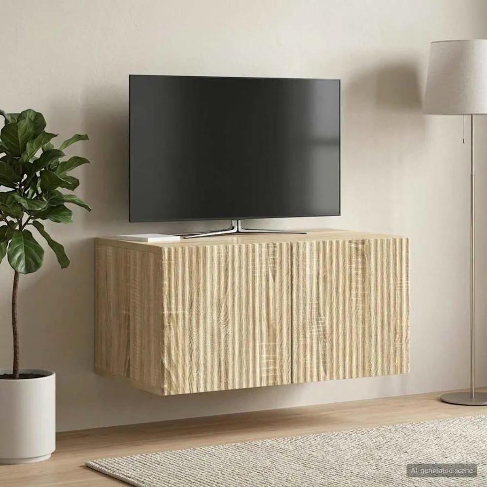 vidaXL Wandbeugel TV-kast 59,5 x 41 x 30 cm Sonoma Eiken Bewerkt hout, foto 4