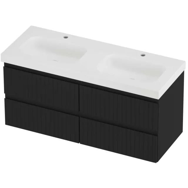 Proline Haga Badmeubelset Polystone Mezza Symmetrisch 120x46x58 cm Mat White Mat Zwart