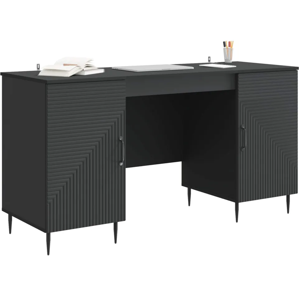 vidaXL Bureau Zwart 142,5 x 50 x 75 cm Bewerkt hout