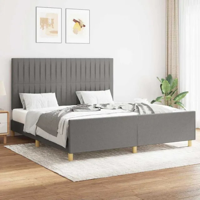 vidaXL Bedframe zonder matras stof donkergrijs 160x200 cm grijs