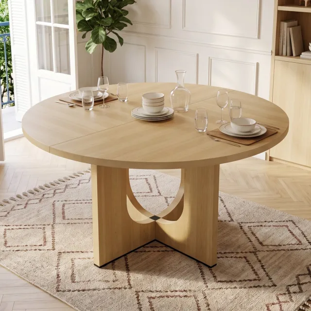 MIVRAY Eettafel - Ronde Tafel Voor 4 Tot 6 Personen - Scandinavisch Design Voor Eetkamer En Woonruimte - MDF - Eikenkleur - 120 Cm