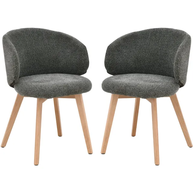 CaliCosy Stoelen set van 2, stof en massief houten poten H79 cm - SOLÈNE Groen