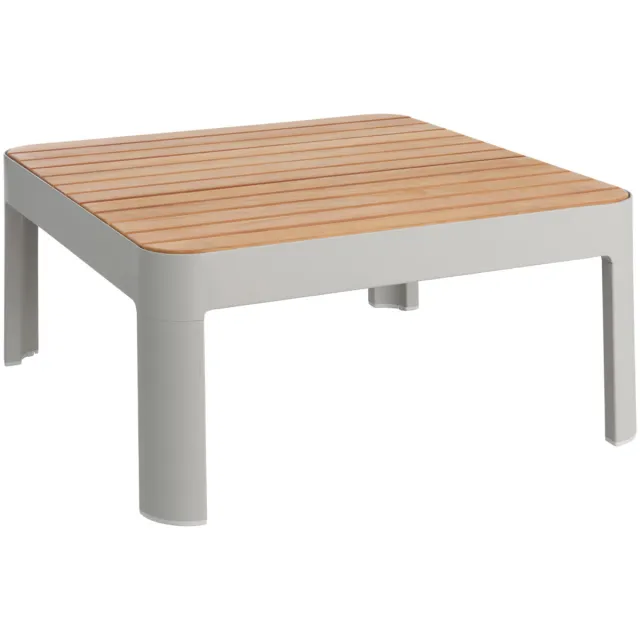 Vega Bijzettafel voor buiten Amalfia; 72x72x33 cm (LxBxH); Tafelblad naturel, frame lichtgrijs; vierkant