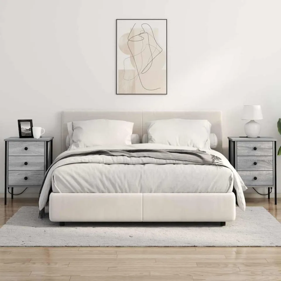 vidaXL Nachtkastje 2 st Grijs Sonoma 42 x 41 x 61 cm Bewerkt hout, foto 4