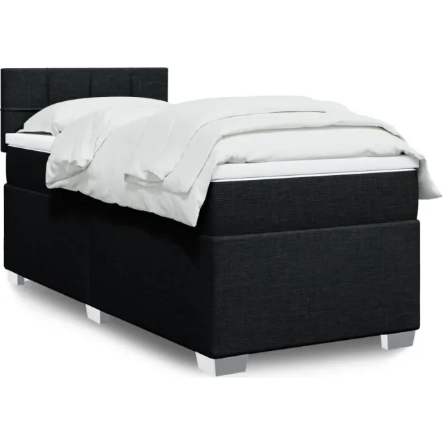 vidaXL Boxspring met matras stof zwart 90x190 cm