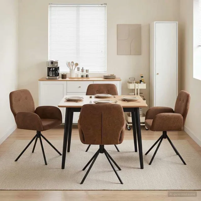 vidaXL Draai Eetstoelen 4 st Nep Suede Leer Bruin 54 x 55 x 86 cm, foto 2