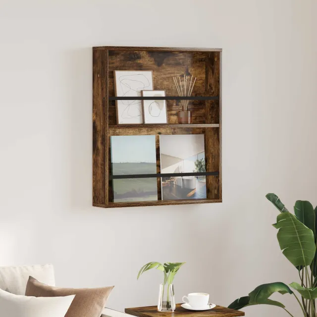 vidaXL Tijdschrift Rek Gerookt eiken 60 x 12 x 70 cm Bewerkt hout, foto 2