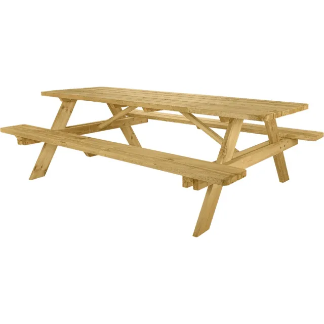 GoedkopePicknicktafels.nl Picknicktafel Deluxe 240cm | Tuintafel 8 Persoons | Duurzaam Behandelde Tuin Tafel Bruin