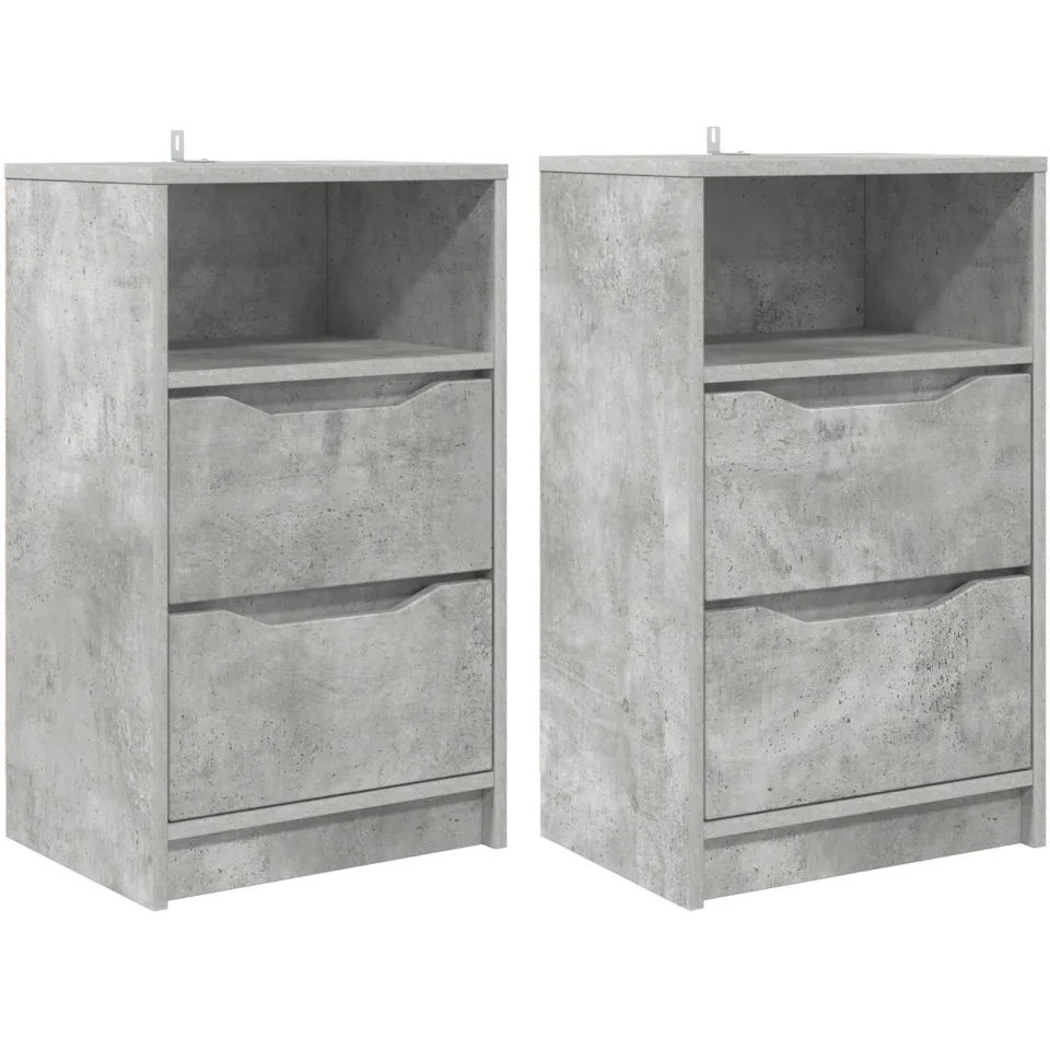 vidaXL Nachtkastjes 2 st Beton Grijs 40 x 30 x 467 cm Bewerkt hout, foto 3