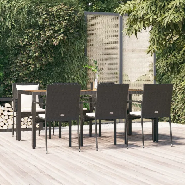 vidaXL 7-delige Tuinset met kussens poly rattan zwart, foto 2