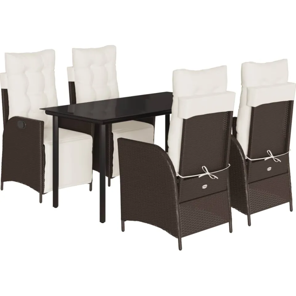 vidaXL 5-delige Tuinset met kussens poly rattan bruin, foto 3