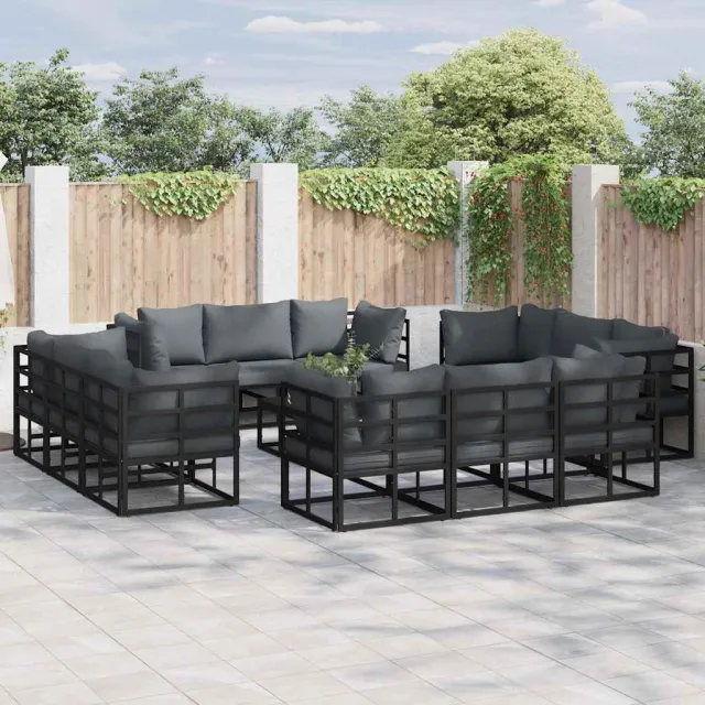 vidaXL Tuinbankenset 13 st Zwart Metaal, foto 2