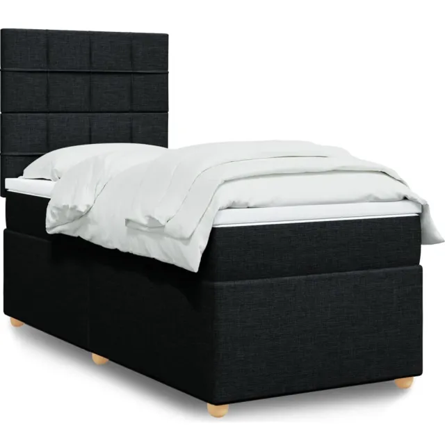 vidaXL Boxspring met matras stof zwart 90x190 cm