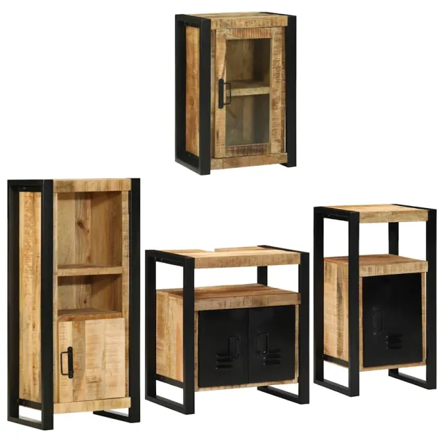 vidaXL Badkamermeubelset 4 st Bruin 55 x 35 x 60 cm Massief Mango Hout