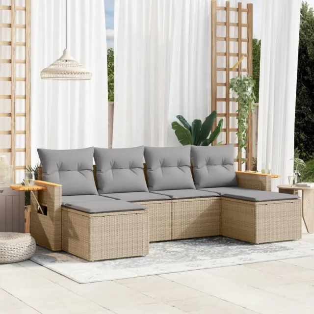vidaXL Patio Sofa Set 6-zits Beige and Grey