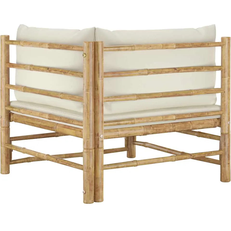 vidaXL 2-delige Loungeset met kussens bamboe crèmewit, foto 4