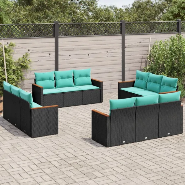 vidaXL 12-delige tuinbankset met kussens van zwart polyrotan, foto 2