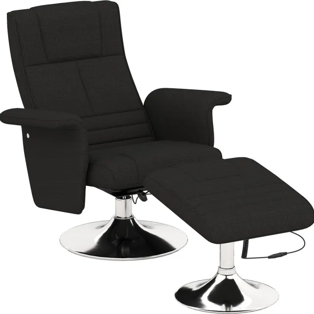 GranMaison Massagestoel - Relaxfauteuil - Zetel - Stof - 1 persoons - Met armleuning - Zeer comfortabel - Elektrisch - Zwart