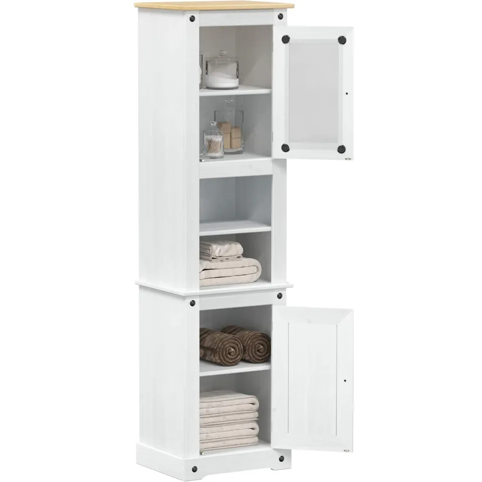 vidaXL Badkamerkast Wit 50 x 40 x 185 cm Massief grenenhout