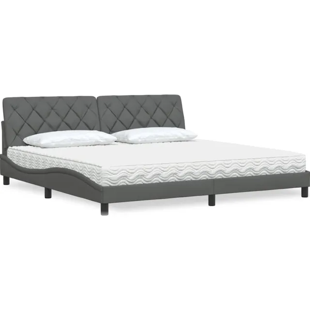 vidaXL Bed met matras stof donkergrijs 200x200 cm grijs