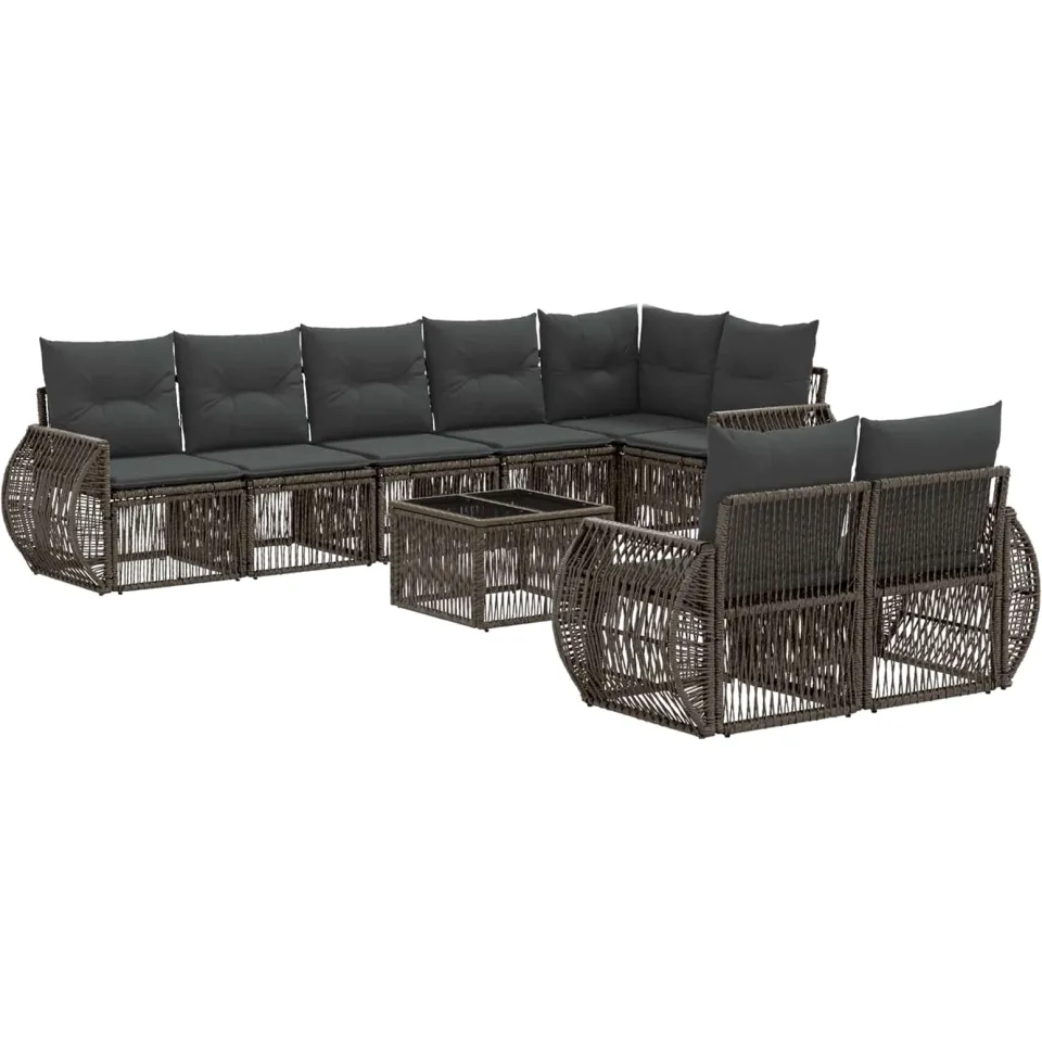 vidaXL Tuinbankenset 9 st Grijs en Donkergrijs poly rattan, foto 3