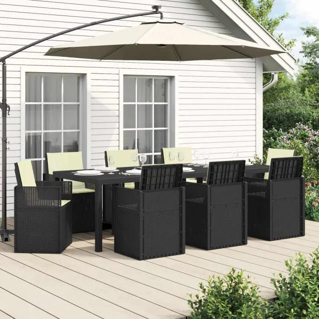 vidaXL Tuin eettafelset 9 st 8-zits Antraciet- en crèmekleurig PP Anthraciet