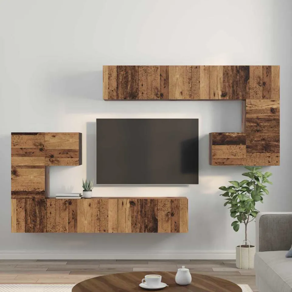vidaXL TV Eenheden 4 st 80 x 30 x 30 cm Oud Hout bruin, foto 4
