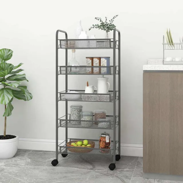 vidaXL Keukentrolley 5-laags 46x26x105 cm ijzer grijs