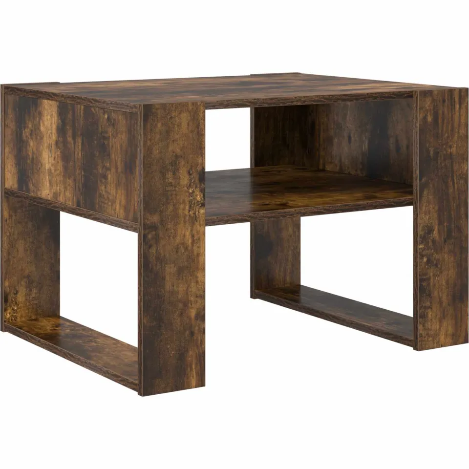 vidaXL Salontafel Gerookt eiken 66 x 53 x 45 cm Bewerkt hout, foto 3