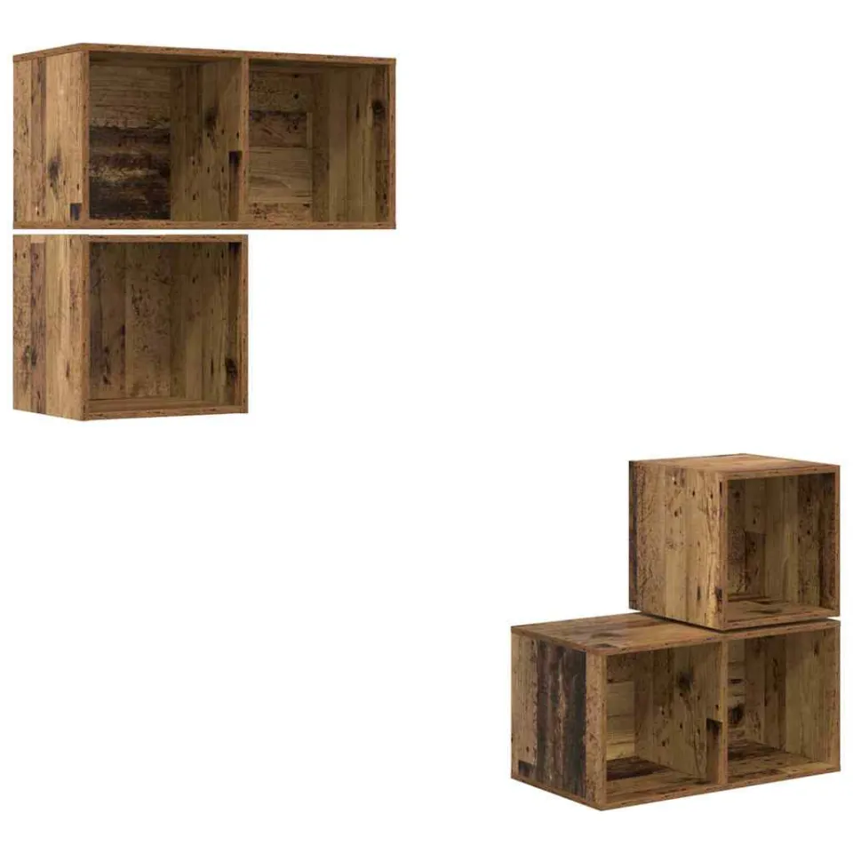 vidaXL Tv-meubelset 4 st 37 x 37 x 72 cm Oud Hout bruin, foto 3