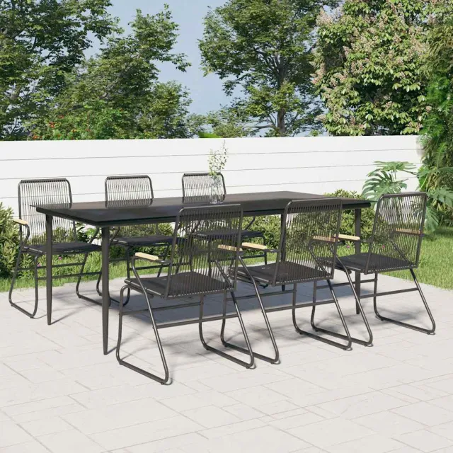 vidaXL 7-delige Tuinset PVC-rattan zwart, foto 2
