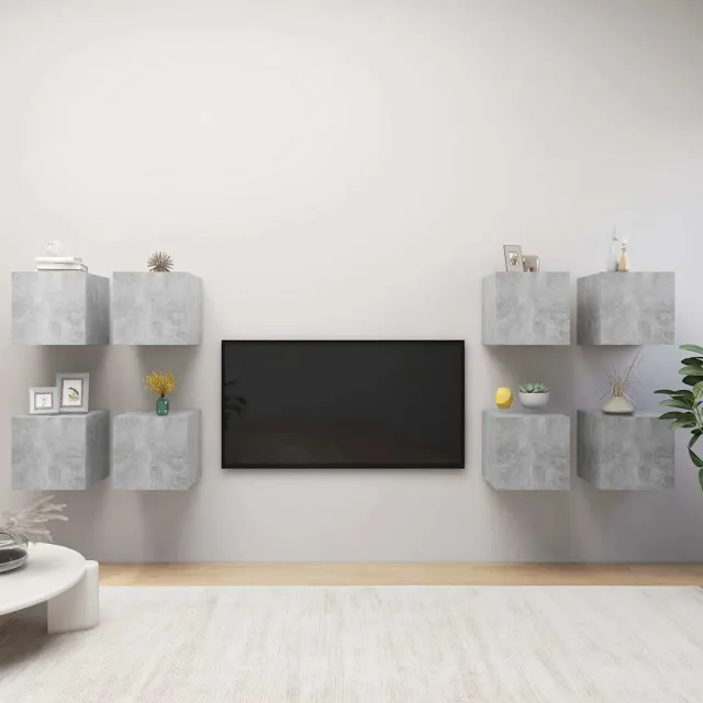 vidaXL Tv-wandmeubelen 8 st 30,5x30x30 cm betongrijs