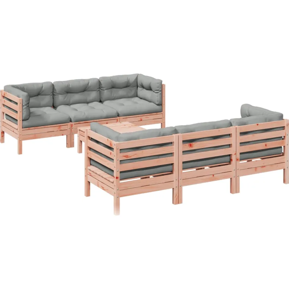 vidaXL 7-delige Loungeset met kussens massief douglas vurenhout Bruin