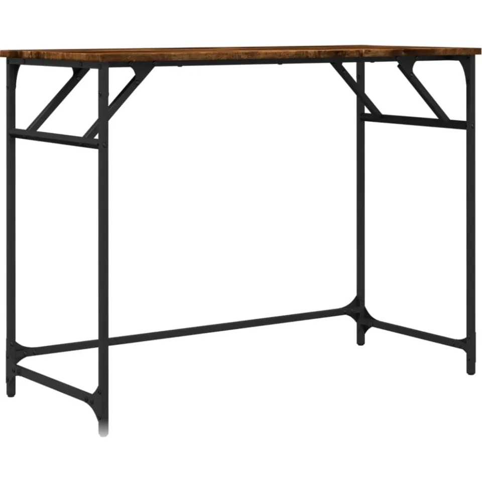 vidaXL Bureau 100x45x76 cm hout en gepoedercoat staal gerookt eiken Bruin