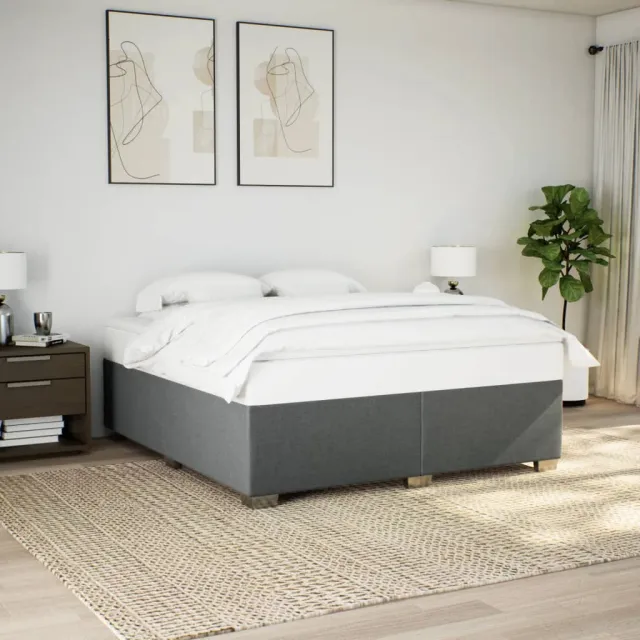 vidaXL Bedframe zonder matras stof donkergrijs 180x200 cm grijs