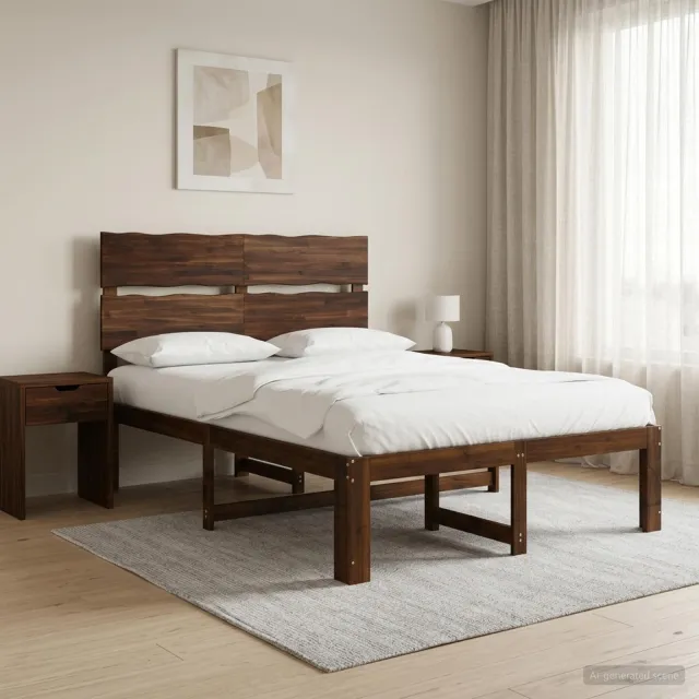 vidaXL Tweepersoonsbed met hoofdeinde ROSTOCK Donkerbruin 120 x 200 cm