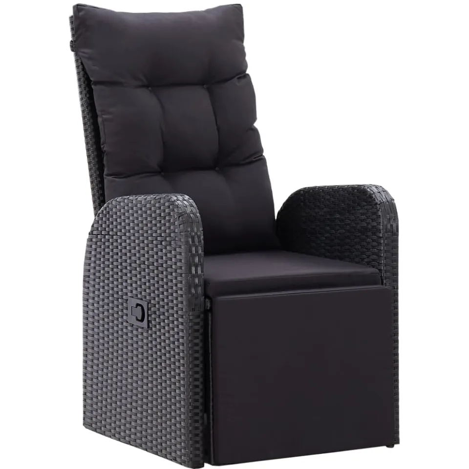 vidaXL 11-delige Tuinset met kussens poly rattan zwart