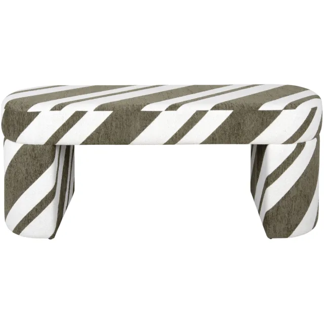 Leitmotiv Agraciado bankje groen en wit Luxe groen & off white