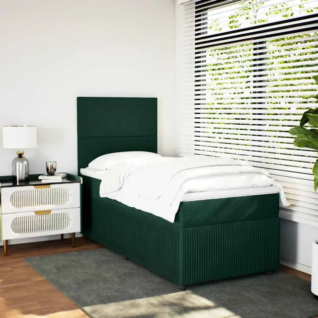 vidaXL Boxspring met matras fluweel donkergroen 90x190 cm groen