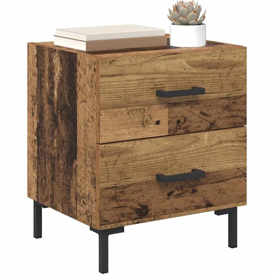 vidaXL Nachtkastje 2 st Oudhout 40 x 35 x 47,5 cm Bewerkt hout Bruin