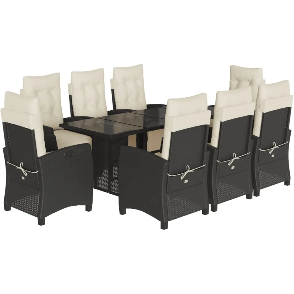 vidaXL 9-delige Tuinset poly rattan zwart, foto 3