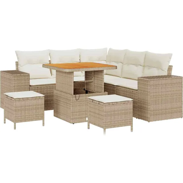 vidaXL Tuin Sofa Set 8 st Beige poly rattan