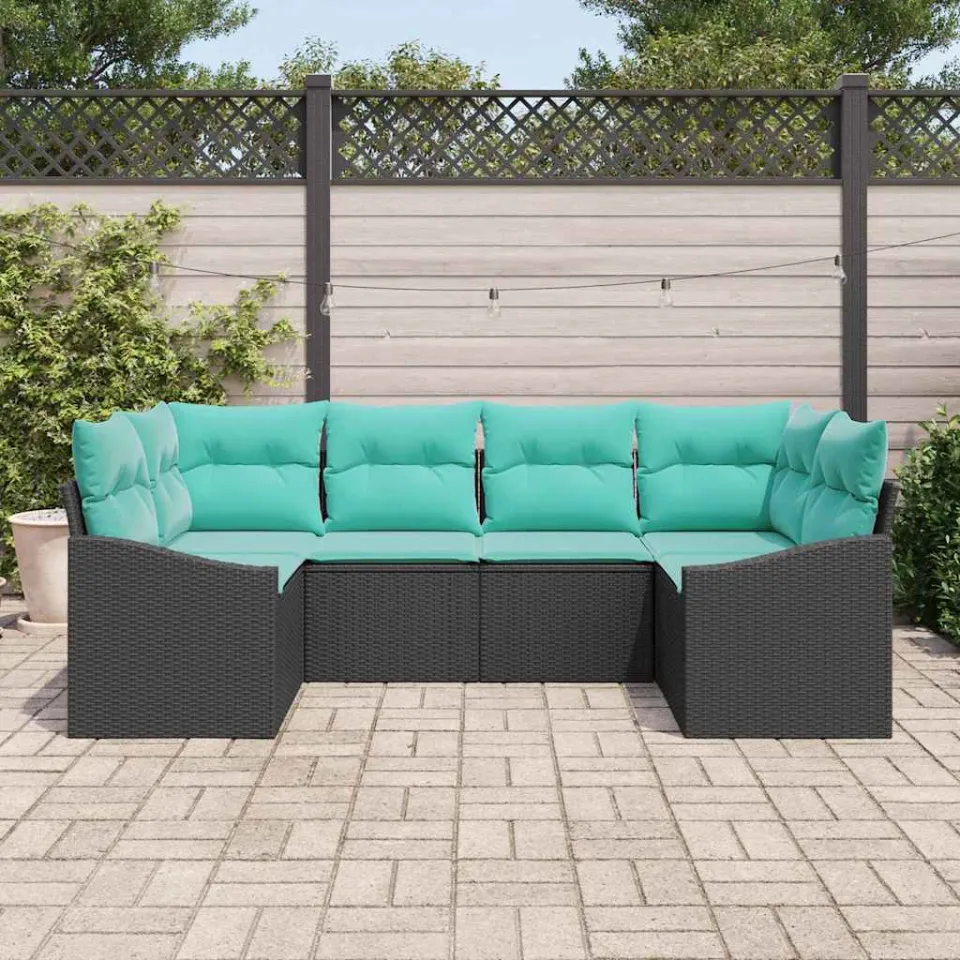 vidaXL Bankstel 6 st Zwart poly rattan, foto 3