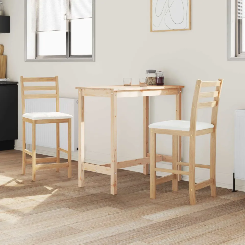vidaXL Eettafelstoelen 2 st Massief Rubberhout Naturel, foto 2
