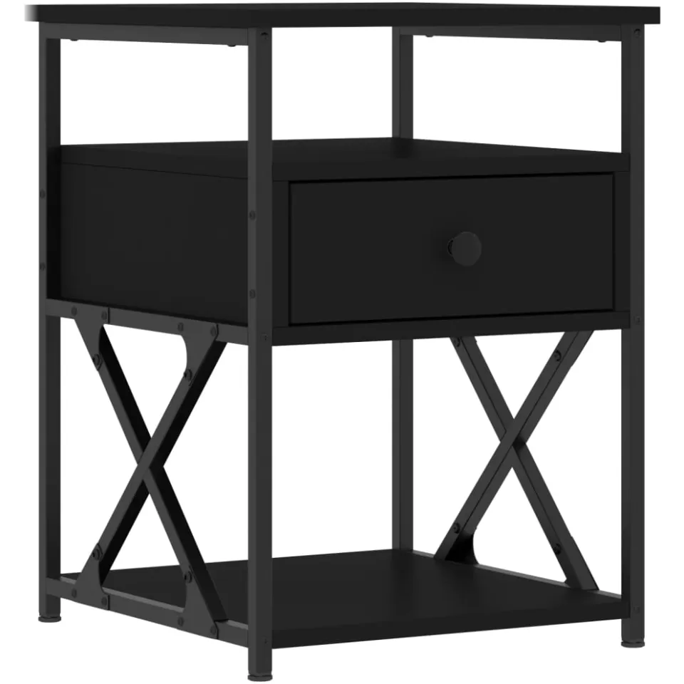 vidaXL Nachtkastjes 2 st 40x42x55 cm bewerkt hout zwart
