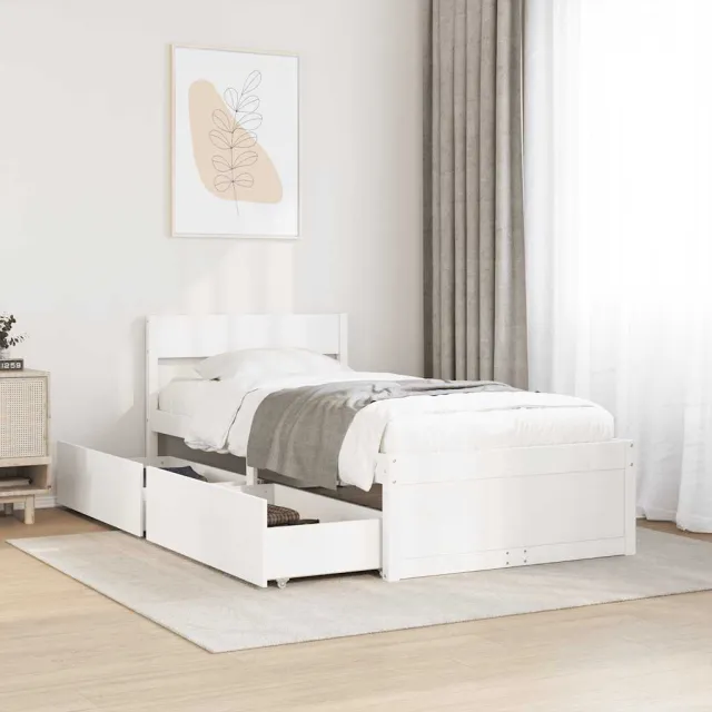 vidaXL Bedframe zonder matras massief grenenhout wit 90x200 cm