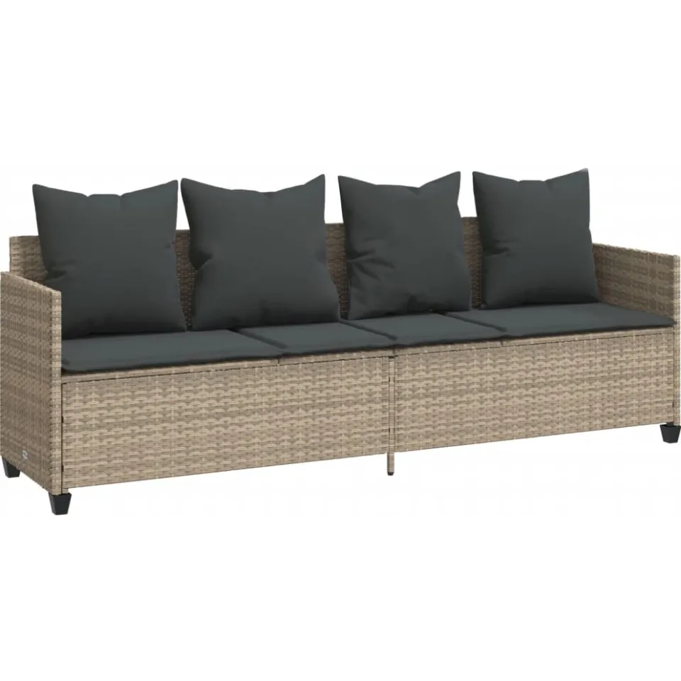 vidaXL 5-delige Loungeset met kussens poly rattan lichtgrijs