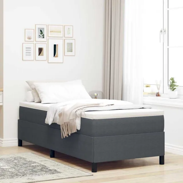 vidaXL Boxspringbed Donkergrijs 90 x 200 cm Katoen Stof