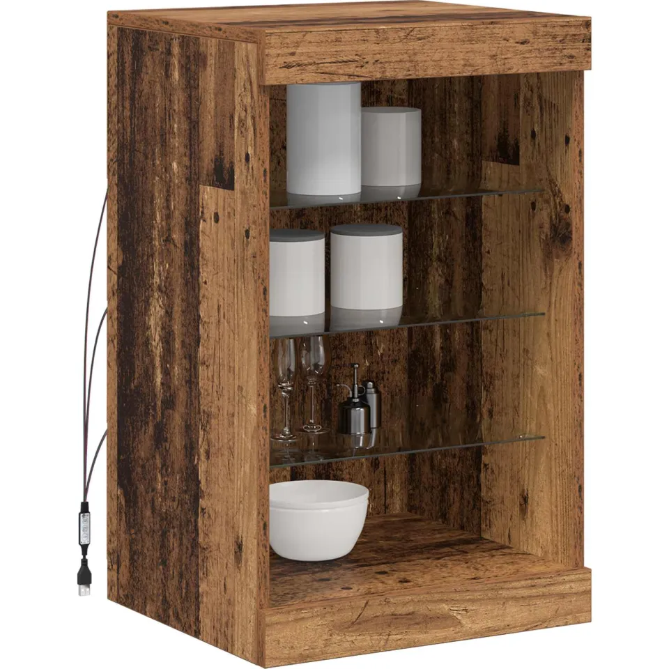 vidaXL LED Sideboard Oudhout 41 x 37 x 67 cm Bewerkt hout Bruin